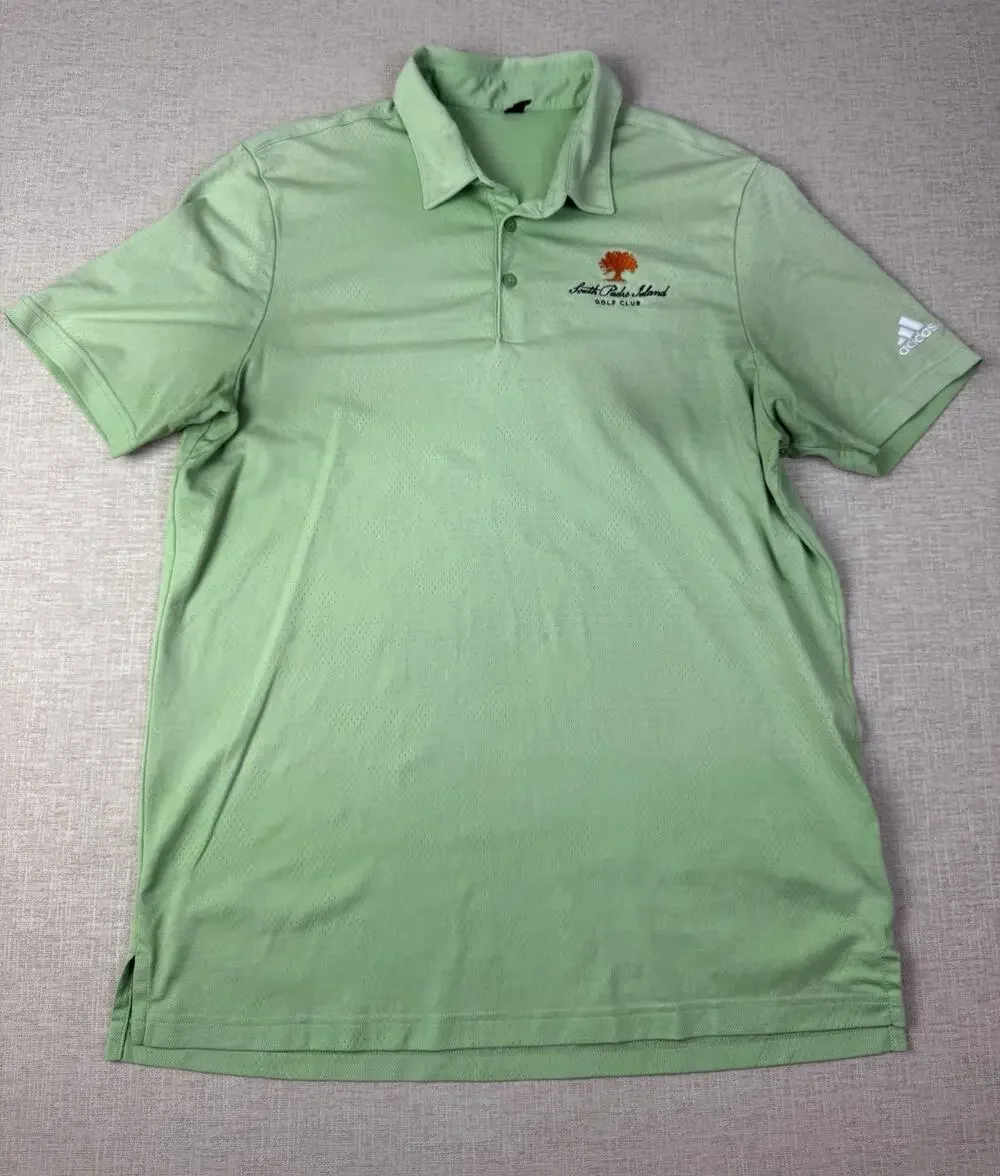 Adidas Golf Polo Shirt XL Green South Padre Island Club Climalite Performance
